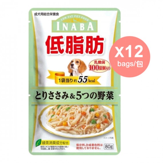 Inaba 低脂肪53 雞肉 5種野菜 乳酸菌80g X 12包