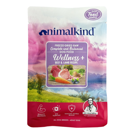 【試食裝】Animalkind 凍乾生肉狗糧 Wellness+ 牛肉和羊肉配方 | 只限取1件 * (最多可選3款) *