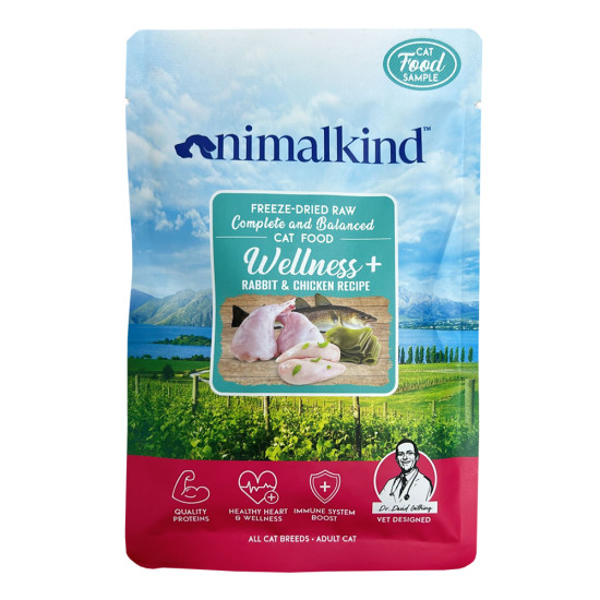 【試食裝】Animalkind 凍乾生肉貓糧 Wellness+ 兔肉和雞肉配方 | 只限取1件 * (最多可選3款) *